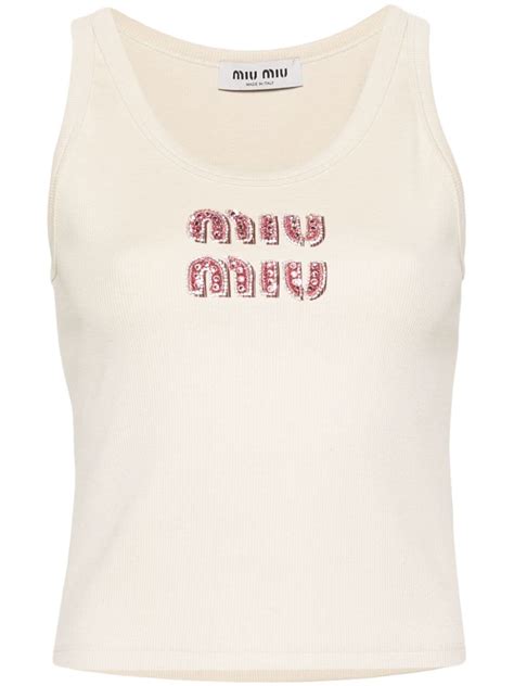 miu miu tank top rhinestone|miumiu tank tops and vests.